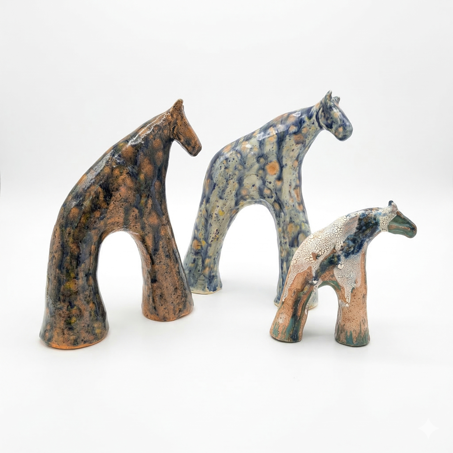 Debbie Doye, Three Shadow Horses (Blue, Mix), 