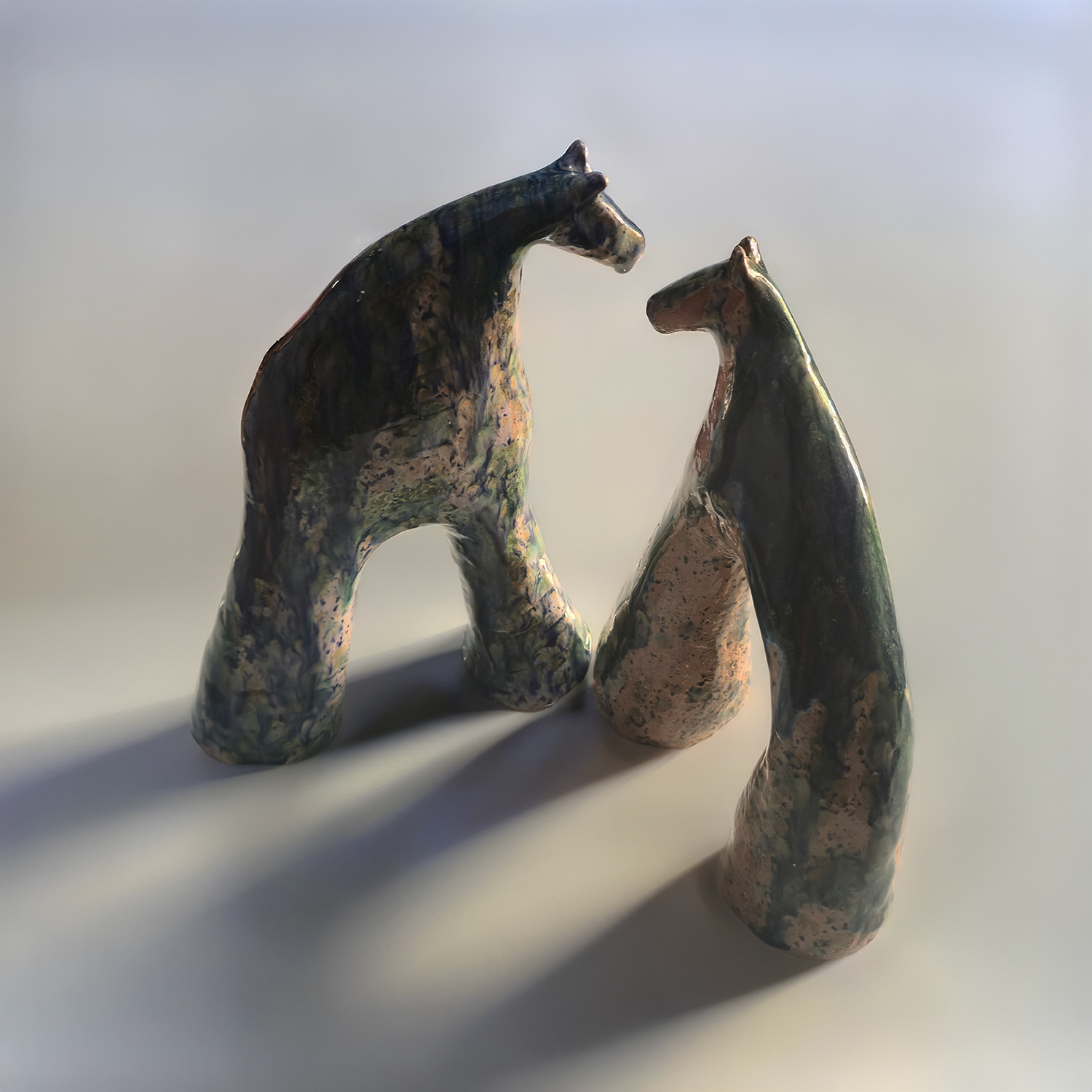 Debbie Doye, Two Shadow Horses (Blue, Medium), 